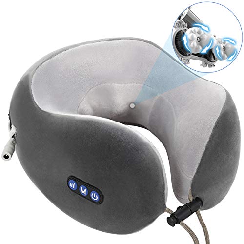 Coussin Massant Cervical, Appareil de Massage du Dos et du Cou Avec Modes de Pétrissage et de Vibration, Charge USB, Peut être Utilisé à la Maison, Voyage, Bureau pour se Détendre (Girs)