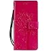 Produktbild Samsung Galaxy Note 9 Handyhülle, Hülle mit Prägung aus geprägtem Craft Baum und Katze, Premium PU Leder Brieftasche Magnet Flip Hülle mit Kartenslots, Rose Rot
