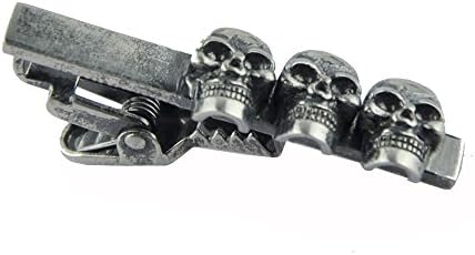LiKuCoTriple Black Skulls Shape Tie Clip Tie Bar for Skinny Necktie With Waterproof Gift Bag