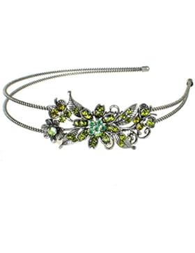 Strass Chrystal Blumen Haarreif Hochzeit Blumenmädchen Haar Reifen Grün Silber