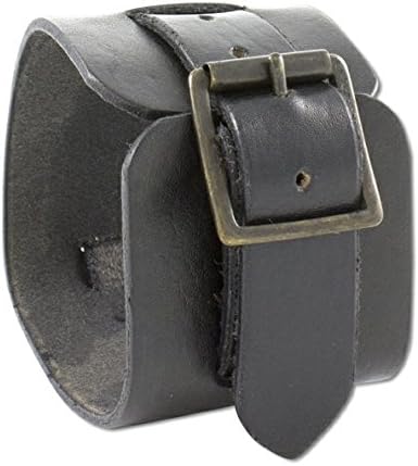 Bracelet manchette en cuir noir, larps Medieval GN