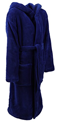 Betz Kinderbademantel Bademäntel Jungen Mädchen mit Kapuze Uni Größen 128 – 176 Farben blau und rot, Größe 164 blau - 2