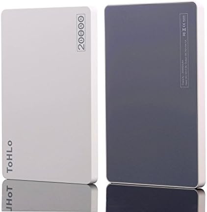 Portable Charger Power Bank 20000mAh Fashion Ultra Slim Dual USB Ports Portable External Power Bank Charger for iPhone 7 6 5, Galaxy S7 S6 S5 Sony, HTC and Most Smart Phones Tablets (White)