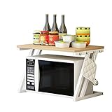 A J S Shelf ZTH Épaississement en Bois Simple Ne Rouille Pas Support Multi-Fonction Support De Cuisine Rack De Four À Micro-Ondes Rack 2 Couches 57X37.6X37cm A+