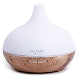 ASAKUKI 300ml Essential Oil Diffuser, Premium 5 In 1 Ultrasonic Aromatherapy Scented Oil Diffuser Vaporizer Humidifier, Timer and Waterless Auto-Off, 7 LED Light Colors