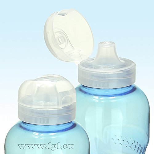 3er Set Trinkflaschen 0,5-0,75-1L Wasserflaschen + 3 x Trinkdeckel - 9