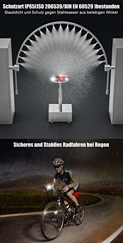 Hoicmoic Fahrradlicht USB Wiederaufladbare Fahrradbeleuchtung Fahrradlampen Set Fahrradfrontlicht mit 2 Fahrrad Rücklichter, Spritzwassergeschützt und Super hell für sicheres Radfahren - 2