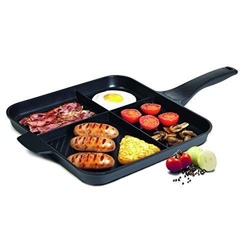BRATmaxx Multipfanne Aluguss 32cm ( Komplette Gerichte aus nur einer Pfanne! Aluguss-Pfanne mit 4 Zubereitungs-Zonen )