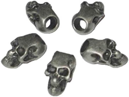 10 Metal Antiqued Skull Beads for 550 Paracord Bracelets, Lanyards, &amp; Other Projects by IBK Craft Supply