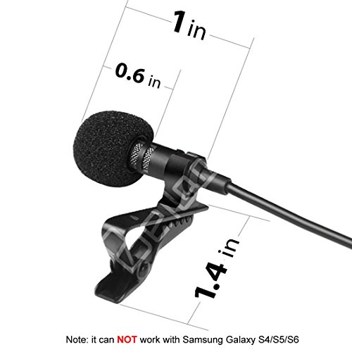 BeiLan Lavalier Risvolto Clip-on Microfono a condensatore omnidirezionale Mini microfono professionale con cavo da 2 m per tutti gli smartphone Android o iOS e Computer Recording