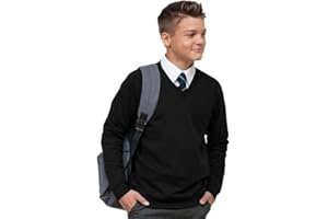LISTERS SCHOOLWEAR Ages 3-16 Boys Girls Unisex School Sweater V Neck Fleece Sweatshirt Uniform Black Navy