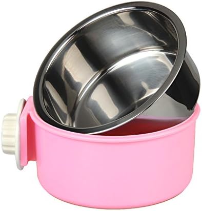 Payxuan Dog Hanging Bowl for Crate,Pink 9-Ounce