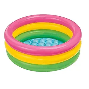 Sunrise Intex Inflatable Baby Pool/ Baby Bath tub/ Baby Swimming Pool for Kids 0-3 Years | Trilayered Pool | for Boys & Girls | 2 feet | Multicolour