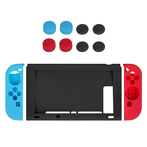 Preisvergleich Produktbild RotSale® Bunt Silikon Controller Case Hülle Mehrfabrig Analogstick Hülle Analogstick Thumbstick Thumb Grips Caps für Nintendo Switch Schutzhülle Zubehör Set Analogstick Aufsätze Gaming 11 in 1 Set