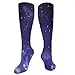 Produktbild Unisex Highly Elastic Comfortable Knee High Length Tube Socks,Dreamy Night With Stars Clouds Comets Ethereal Evening Surreal Calm Scene Picture,Compression Socks Boost Stamina,Purple White