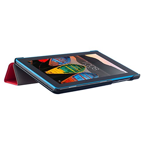ELTD Lenovo TAB3 7 Essential / Lenovo Tab3 A7-10 Hülle Case – Ultra Schlank Smart Cover Tasche Schutzhülle Case für Lenovo TAB3 7 Essential / Lenovo Tab3 A7-10 mit Standfunktion, Rot - 4