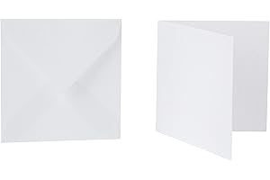 Craft UK 2382 5 x 5 inch White Hammered Card and Envelope Pack of 50, White Hammered 300 GSM, 5X5