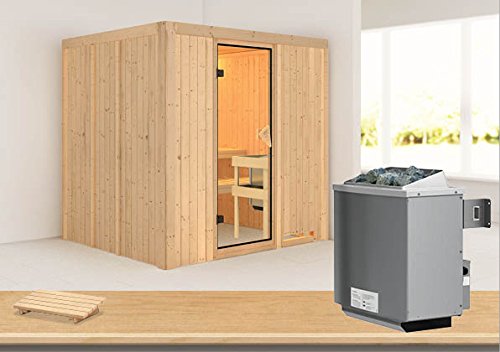 Preisvergleich Produktbild Sodin - Karibu Sauna inkl. 9-kW-Ofen - ohne Dachkranz