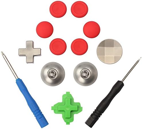 Hihouse 8 in 1 Replacement Swap Thumbsticks Thumb sticks Fits with OpenTool for PS4 DualShock 4 Controller Xbox One Elite Controller Xbox One Controller (red)