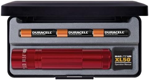 Precise Engineered Maglite XL50 LED Torch Red in Gift Box 139 Lumens Size 3 x AAA Batteries [Pack of 1] - w/3yr Rescu3® Warranty