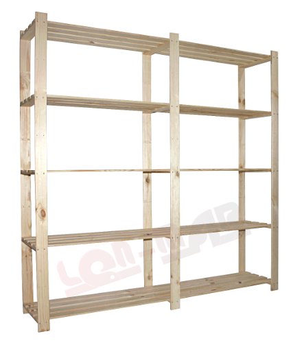 HOLZREGAL B-03 5 BÖDEN BÜCHERREGAL MASSIVHOLZREGAL KELLERREGAL BÜROREGAL 170x170x40 cm - 4