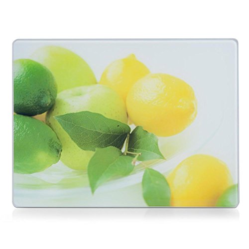 Glasschneideplatte "Zitrone" -Schneideplatte hygienisch - rutschfeste Silikonfüße - 40 x 30 cm
