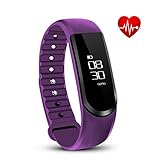 Tonbux Fitness Tracker ID101 HR Sport Armbanduhr Fitnessarmband Smart Bracelet Smartwatch für Android und iOS Smartphone(Lila)