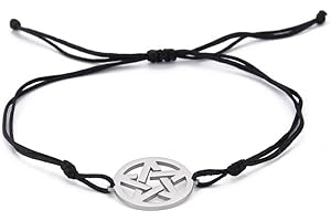 EUEAVAN Pentagramma di giada filo braccialetto Charm Hollow Break cinque punte stella David Bangle cavigliera regolabile Wiccan Pagan gioielli ragazza donne