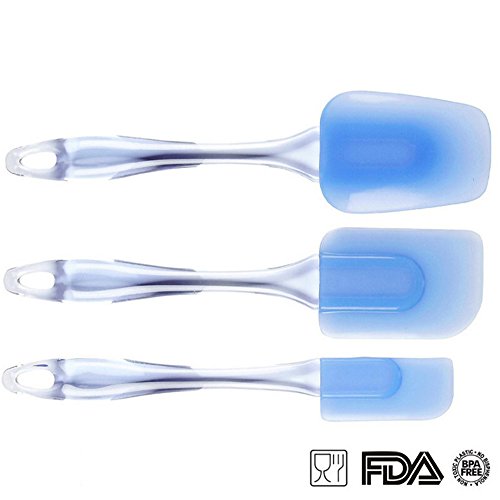 MojiDecor 3-teiliges Silikon Teigschaber Set, Spatel-Set, weich und flexibel, hitzebeständig Küchenutensilien Teigspatel, Blau - 2