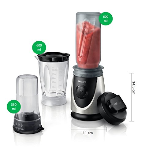 Philips HR2876/00 Mini Standmixer / Smoothiemaker (20500 U./Min, 4 Messer, 350 Watt, inkl. Trinkbecher) chrom - 4