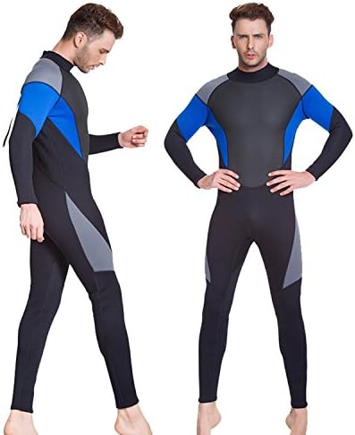 DivingKing Men's 3mm Neoprene Scuba Wetsuits For Men Diving Surfing Thermal/Warm Dive Skins Ultraviolet Resistant Diving Suit, Blue, XL