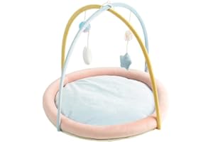 VERTAST Katzen Spielmatte Schlafmatte gepolstertem Zelt – Indoor Kuschelbett rutschfeste Unterlage mit hängenden Spielzeug & Bällen für Aktivität & Entspannung (Rosa - ⌀40cm)