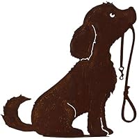 Garten-Deko Hund "Lucy" Aus Edelrost-Stahl - Handarbeit, Höhe 40 Cm, Mit Metallplatte