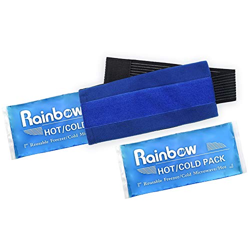 2 bolsas de gel de hielo con cinta de velcro elástica, terapia fría o caliente en cuello, rodilla, hombro, brazo y cabeza, recuperación efectiva y alivio del dolor, aptas para microondas y congelación