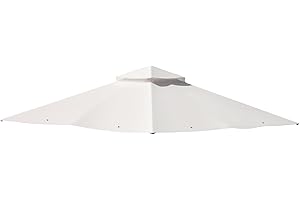 Outsunny 3x3(m) Replacement Gazebo Canopy, Double Tier Roof Top with Inner Mesh for Garden, Patio, Outdoor, Beige (TOP ONLY)