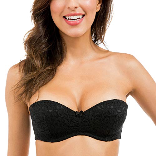 La Isla Femme Soutien Gorge Bretelles Amovibles Bandeau Balconnet Avec Armatures Noir FR:90D (34D)