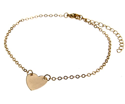Preisvergleich Produktbild Fußkettchen HERZ Design Kette Anklet Fußkette Gold Farbe