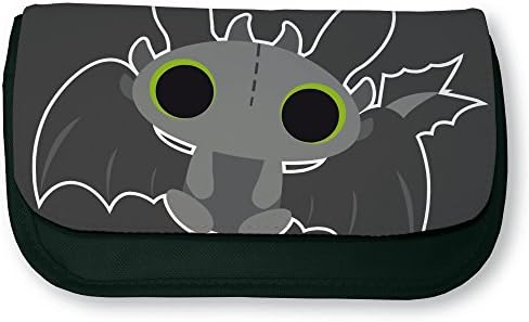 Fluffy Chamalow - pencil case or make-up case - dragon - krokmou chibi and kawaii - made in France - black