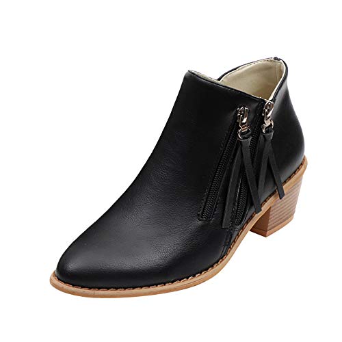 Preisvergleich Produktbild Winterschuhe Damen,Elecenty Frauen Stiefeletten Winterboots Schuhe Stiefel Kurzschaft Trichterabsatz Reißverschluss Martin Boots Damenstiefel