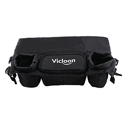 Vicloon Kinderwagen Taschen Organizer Getränkehalter Flaschenhalter Aufbewahrungstasche Schwarz - 5