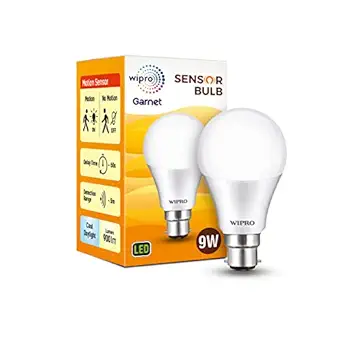 wipro Garnet 9W Motion Sensor B22 Bulb, (Pack of 1, Cool Day White), Standard, (NG9011)