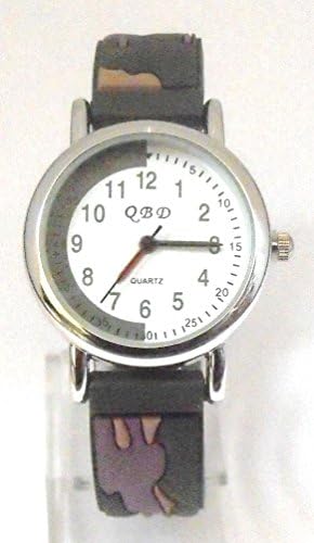 Boys Army Watch -Camoflague Strap - Easy Read Time Teacher Face (Dark Green)