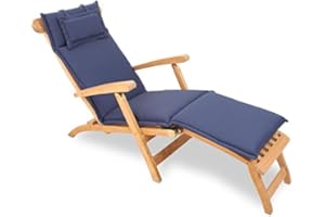 ROG garden-line Auflage FÜR DECKCHAIR LIEGESTUHL 186 x 45 cm - BLAU
