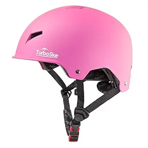 TurboSke Skateboard Helmet Skate Helmet, CPSC ASTM Dual Certified Bicycle BMX Scooter Helmet for Kids Youth Adults Men and Women (L, Pink)