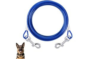 INAJOKE Dog Tie Out Cable 3M/10FT with 360° Metal Swivel Hooks Heavy Duty Dog Leads Wire Cable Training Pet Leash for Yard Outdoor and Camping Steel for Small Medium Pet Up to 120 LBS