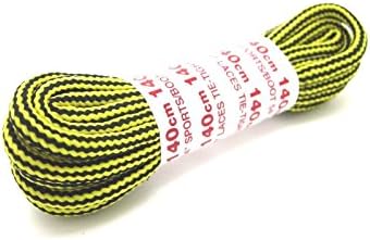 140cm Stripe/Striped Round Work - Boot Trainer Hiking Shoe Laces British Made (Yellow &amp; Black)