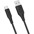 Promate USB to USB-C Cable, Durable Silicone Type-C Charging Cable with 3A Fast Charging, 480 Mbps Data Sync, 1.2m Anti-Tangle Wire and 25000+ Long Bend Lifespan, PowerLink-AC120 Black