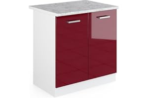 Vicco Mobile lavello cucina R-Line, Rosso lucido, 80 cm, PL Marmo