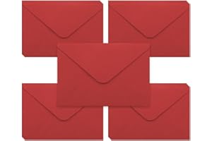 WYAN Mini Enveloppes - 50 Pcs 15 * 10cm Rouge Enveloppe Cadeau, Enveloppe Noel, pour les Cartes-Cadeaux, les Cartes de Vœux, les Cartes de Mariage(Carte en papier et colle non incluses)