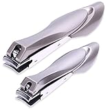 H&S Nail Clippers 2 Pcs Nail Cutter Set Toenail Fingernail Clippers Kit with Catcher File for Thick Nails Men Women